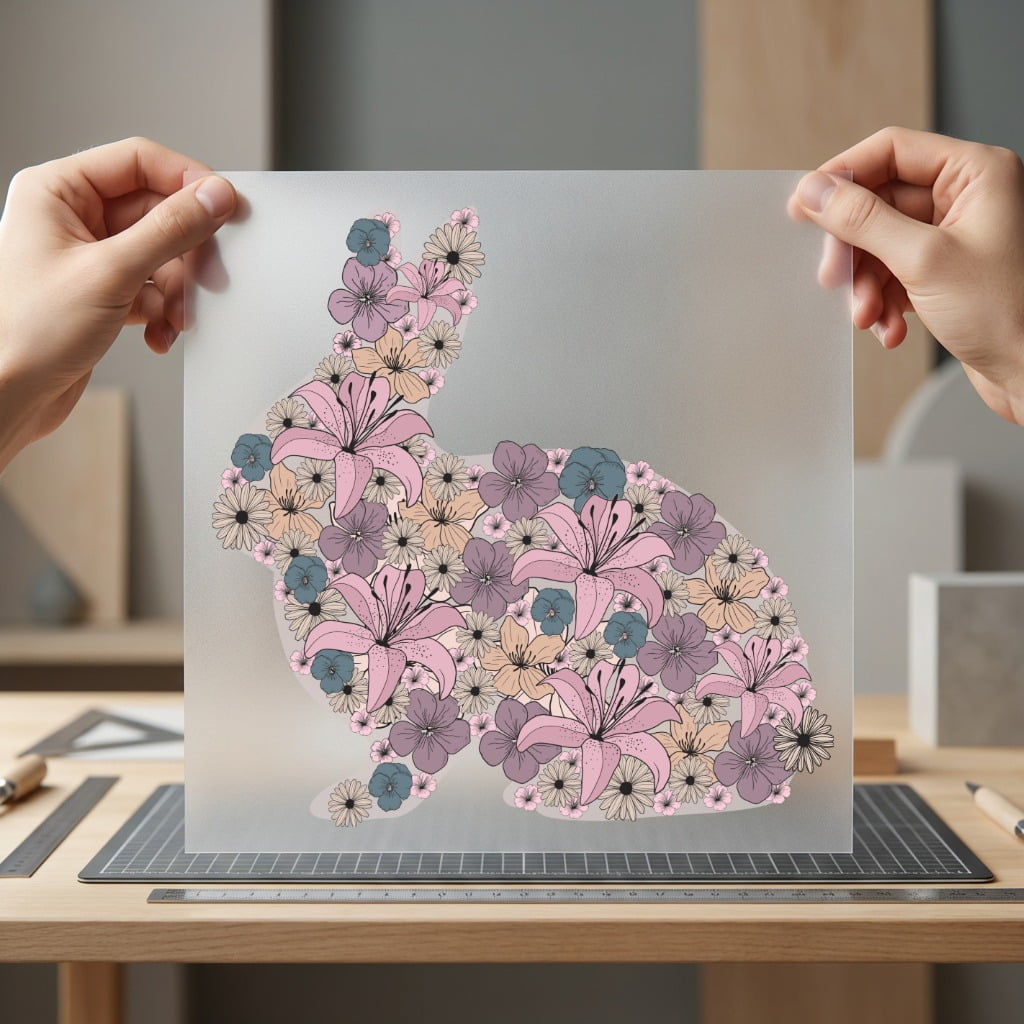 Floral Bunny Silhouette Boho Easter Boho Ready to Press DTF Transfer for Dtf