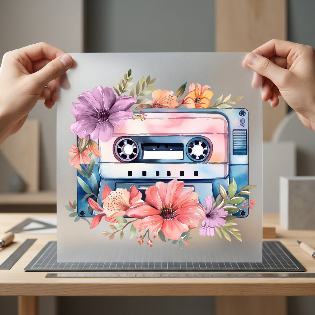 Floral Cassette Tape Retro Vintage Retro Ready to Press DTF Transfer for Dtf