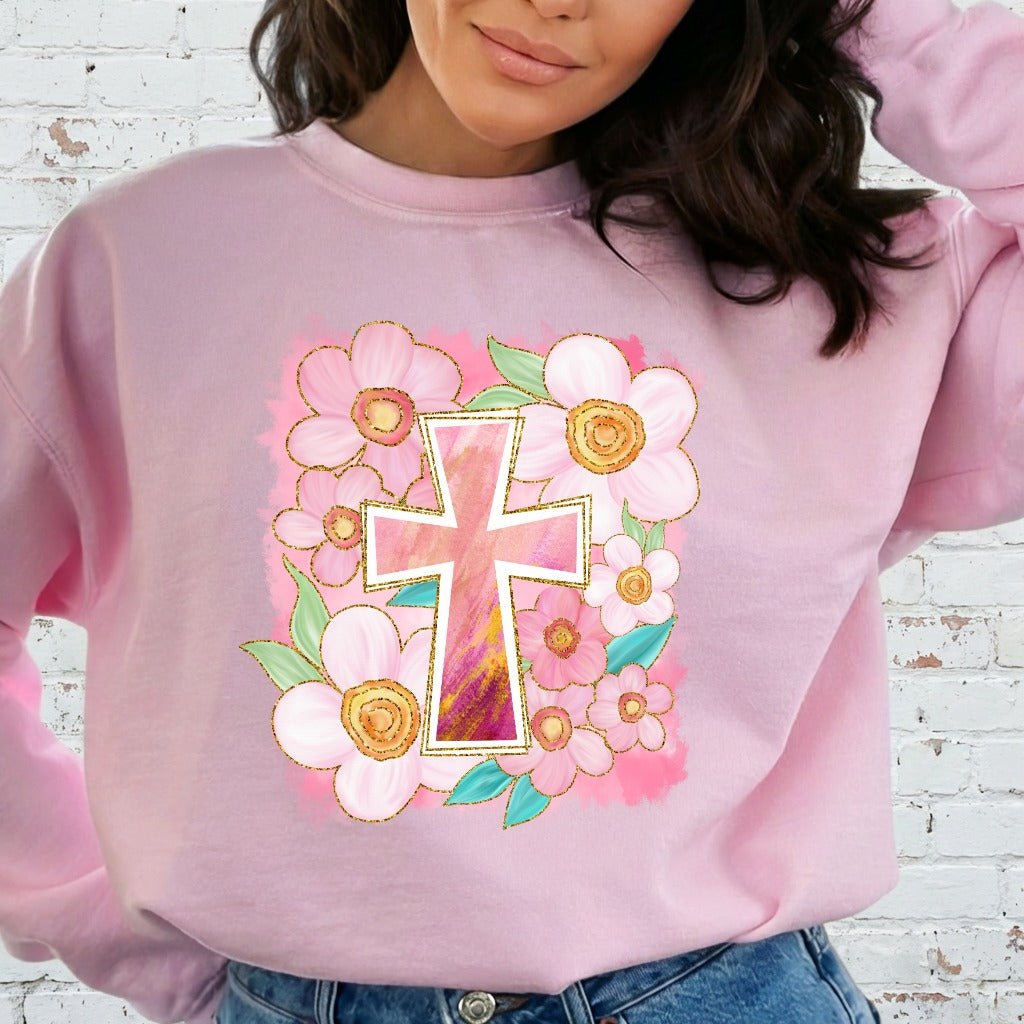 Floral Cross Design | Faith & Spring Bloom Sweatshirt - Luckets.com