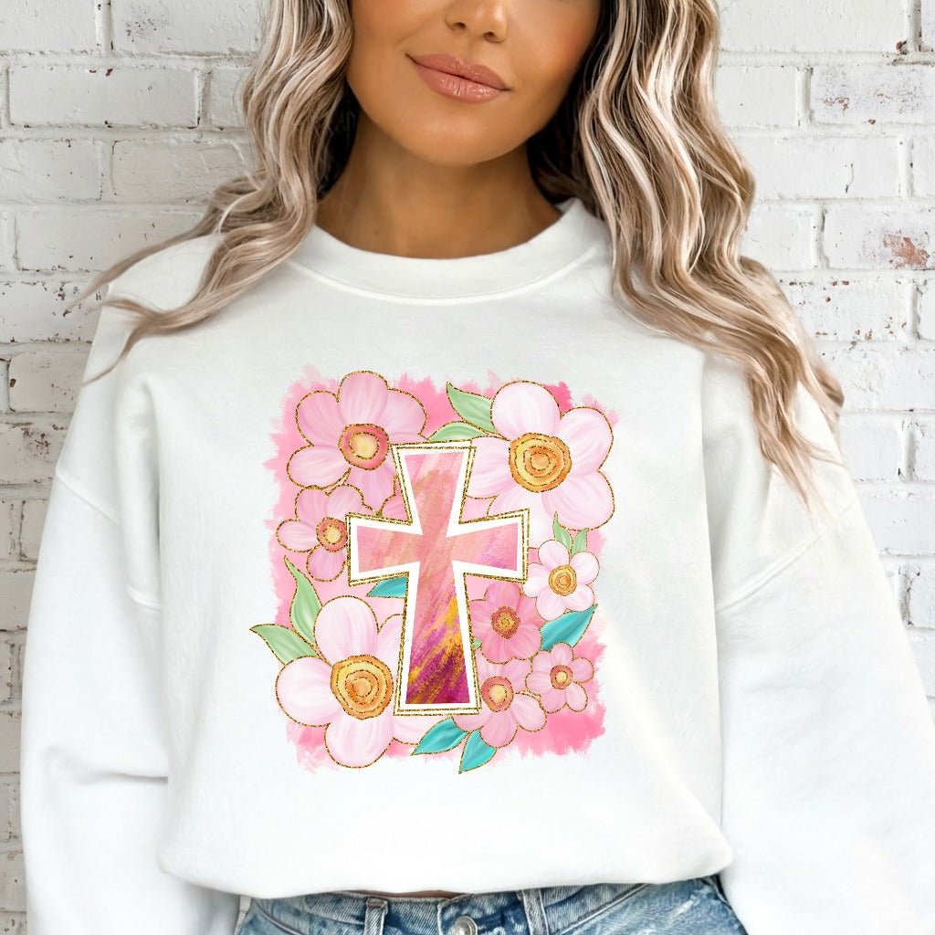 Floral Cross Design | Faith & Spring Bloom Sweatshirt - Luckets.com