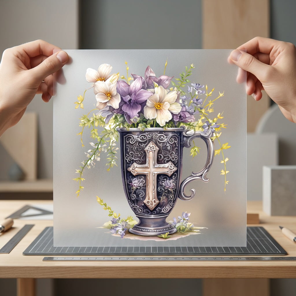 Floral Cross Vintage Diy Faith Vintage Ready to Press DTF Transfer for Dtf
