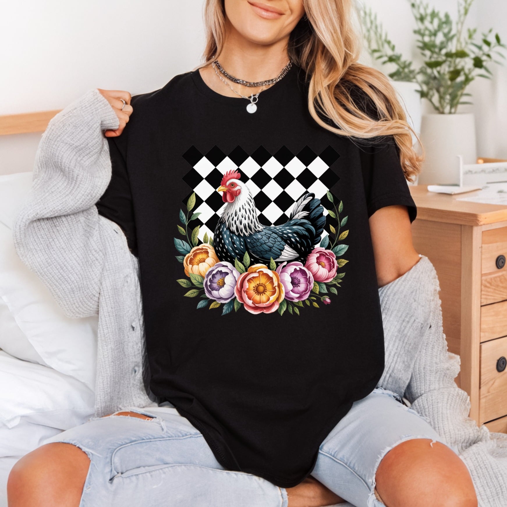 Floral Farmhouse Rooster Retro Pet Ready to Press DTF Transfer for Dtf