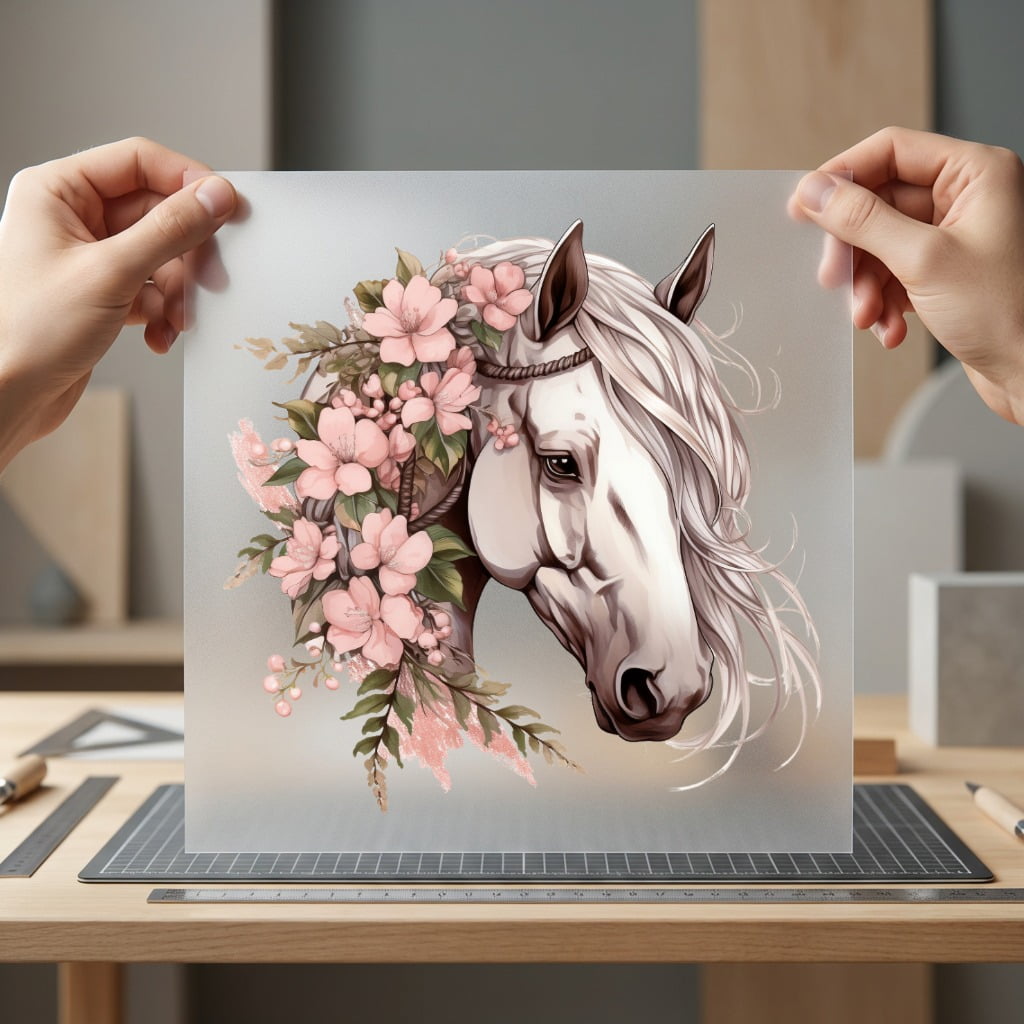 Floral Horse Head Elegant Boho Aesthetic Ready to Press DTF Transfer for Dtf