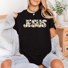 Floral Jesus Lettering Retro Christian Faith Ready to Press DTF Transfer for Dtf