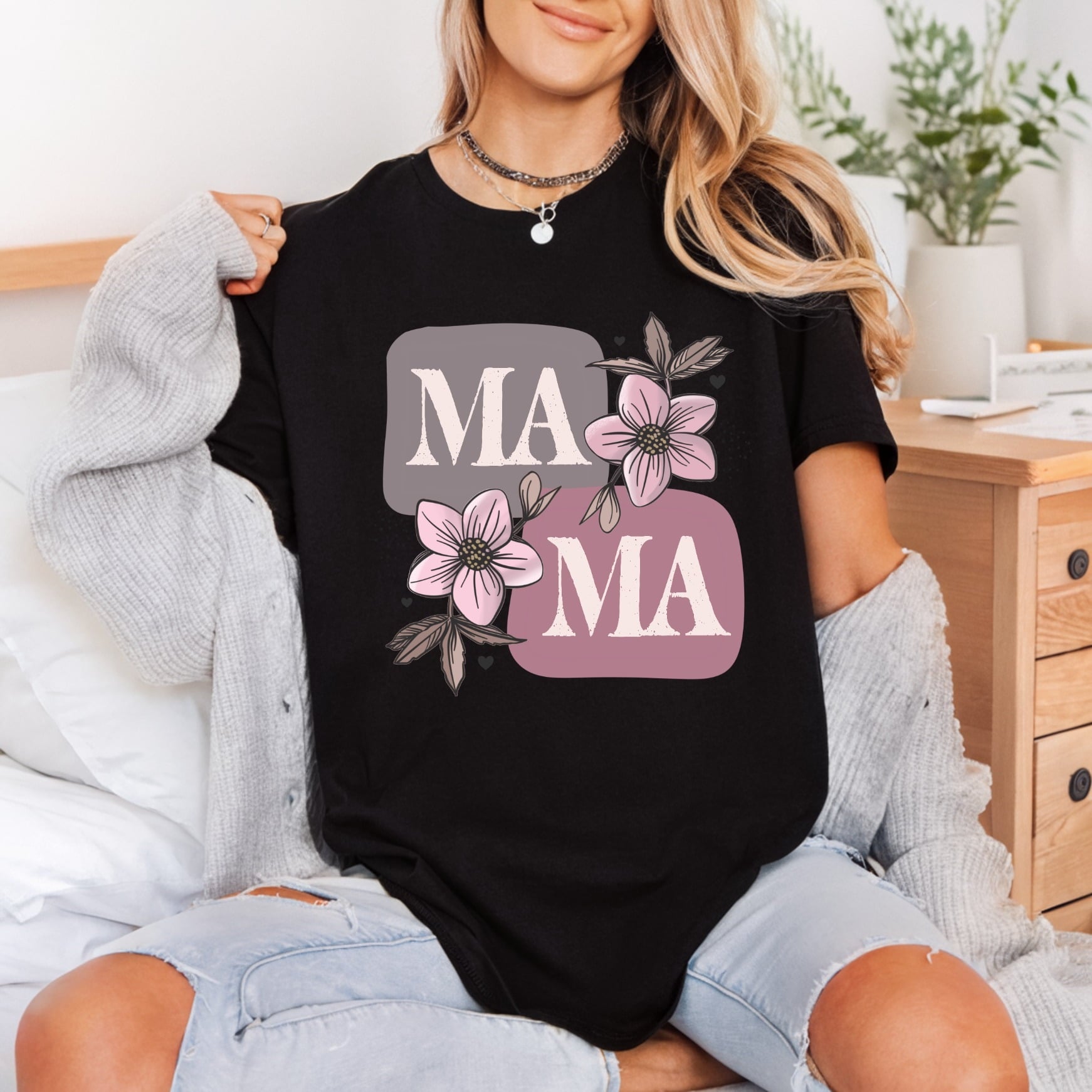 Floral Mama Boho Diy Mom Mama Ready to Press DTF Transfer for Dtf