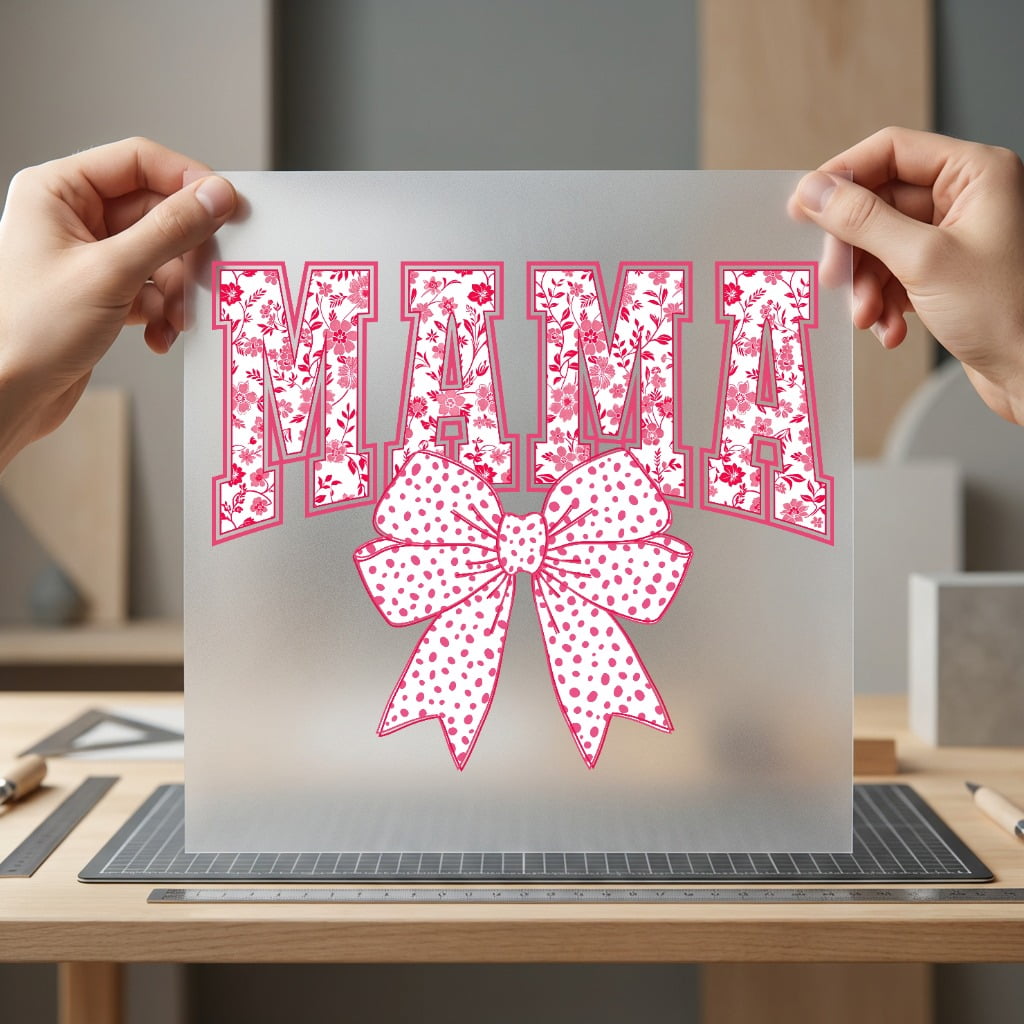 Floral Mama Bow Pink Mom Mama Ready to Press DTF Transfer for Dtf