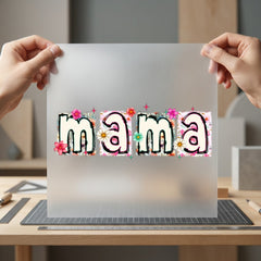 Floral Mama Outline Retro Mom Mama Ready to Press DTF Transfer for Dtf