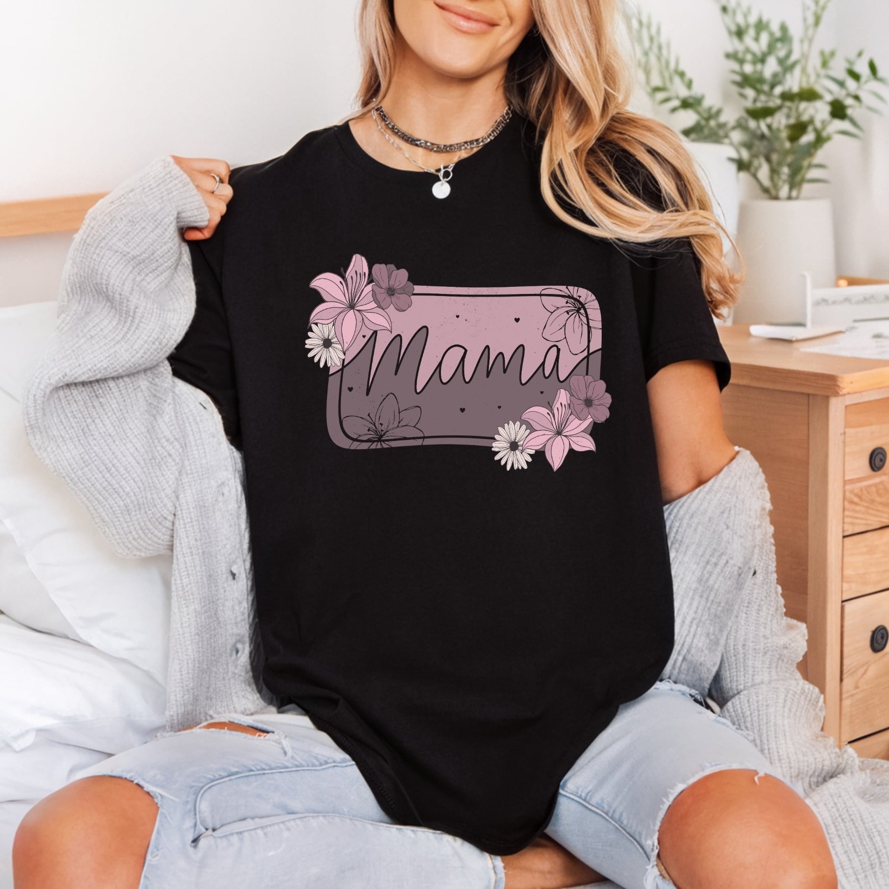 Floral Mama Retro Bloom Mom Boho Ready to Press DTF Transfer for Dtf