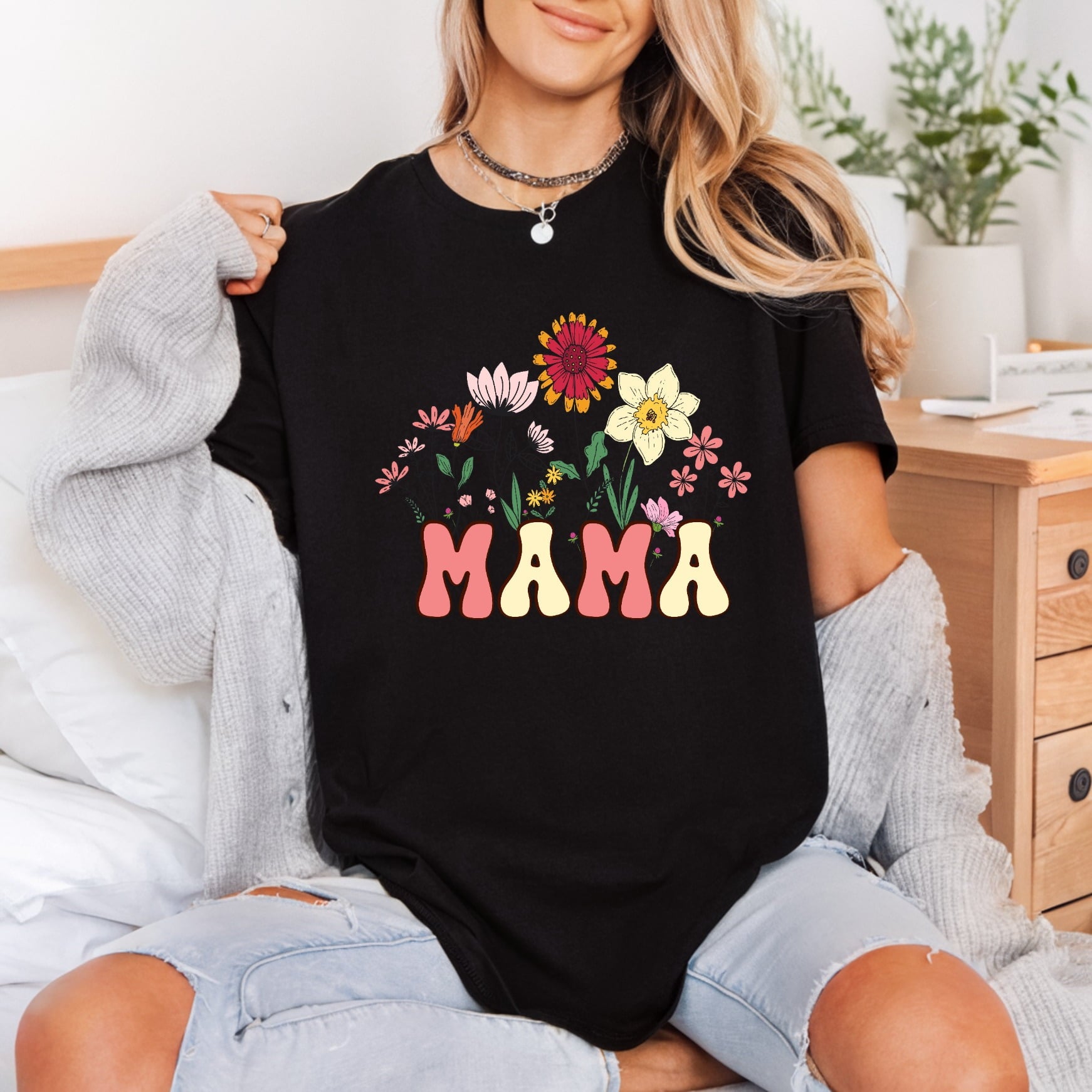 Floral Mama Retro Bloom Mom Mama Ready to Press DTF Transfer for Dtf