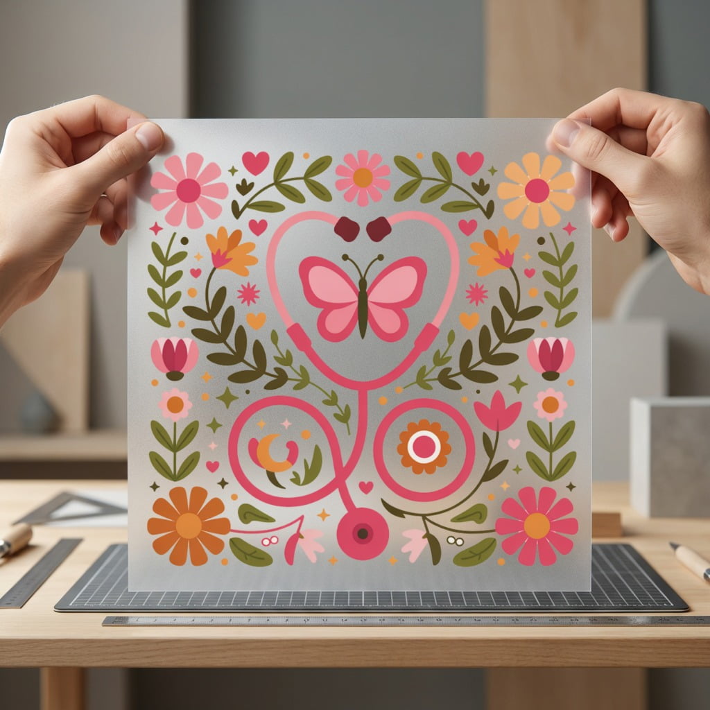 Floral Stethoscope Butterfly Nurse Nurse Floral Ready to Press DTF Transfer for Dtf