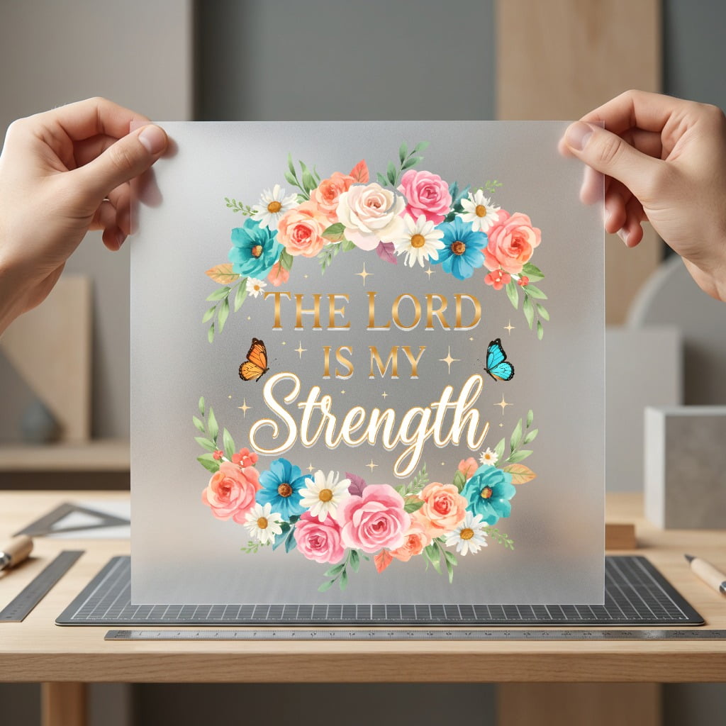 Floral Wreath Lord Strength Christian Faith Ready to Press DTF Transfer for Dtf