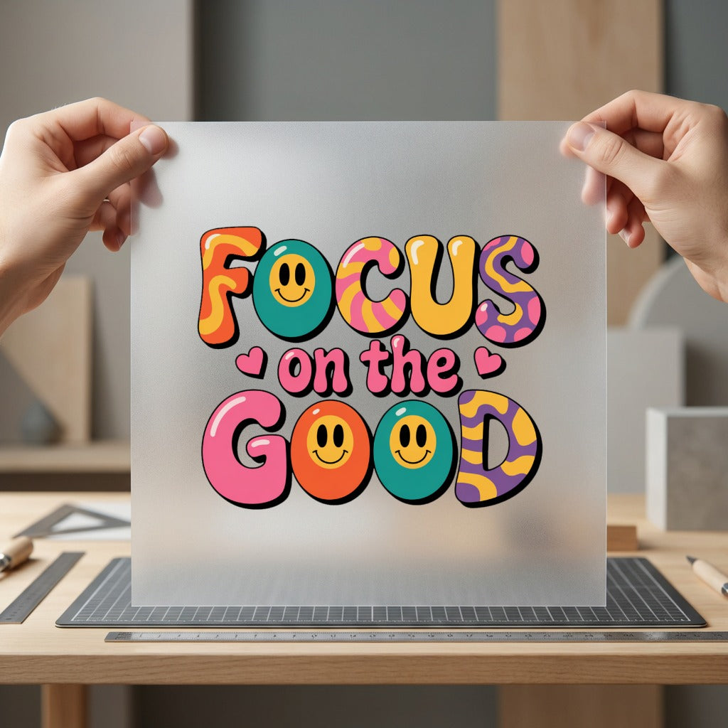 Focus Good Retro Smiley Retro Aesthetic Ready to Press DTF Transfer for Dtf