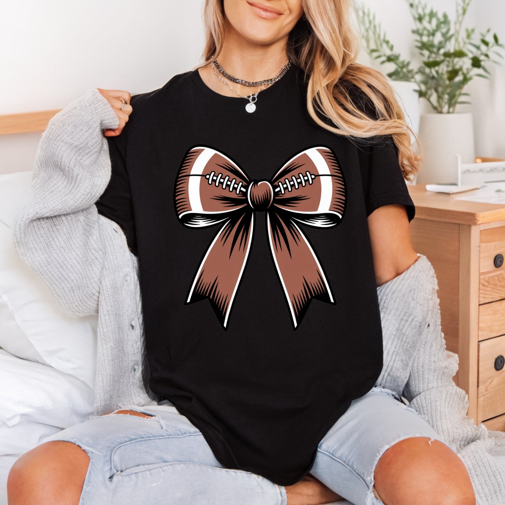 Football Bow Sports Fan Mom Fitness Ready to Press DTF Transfer for Dtf