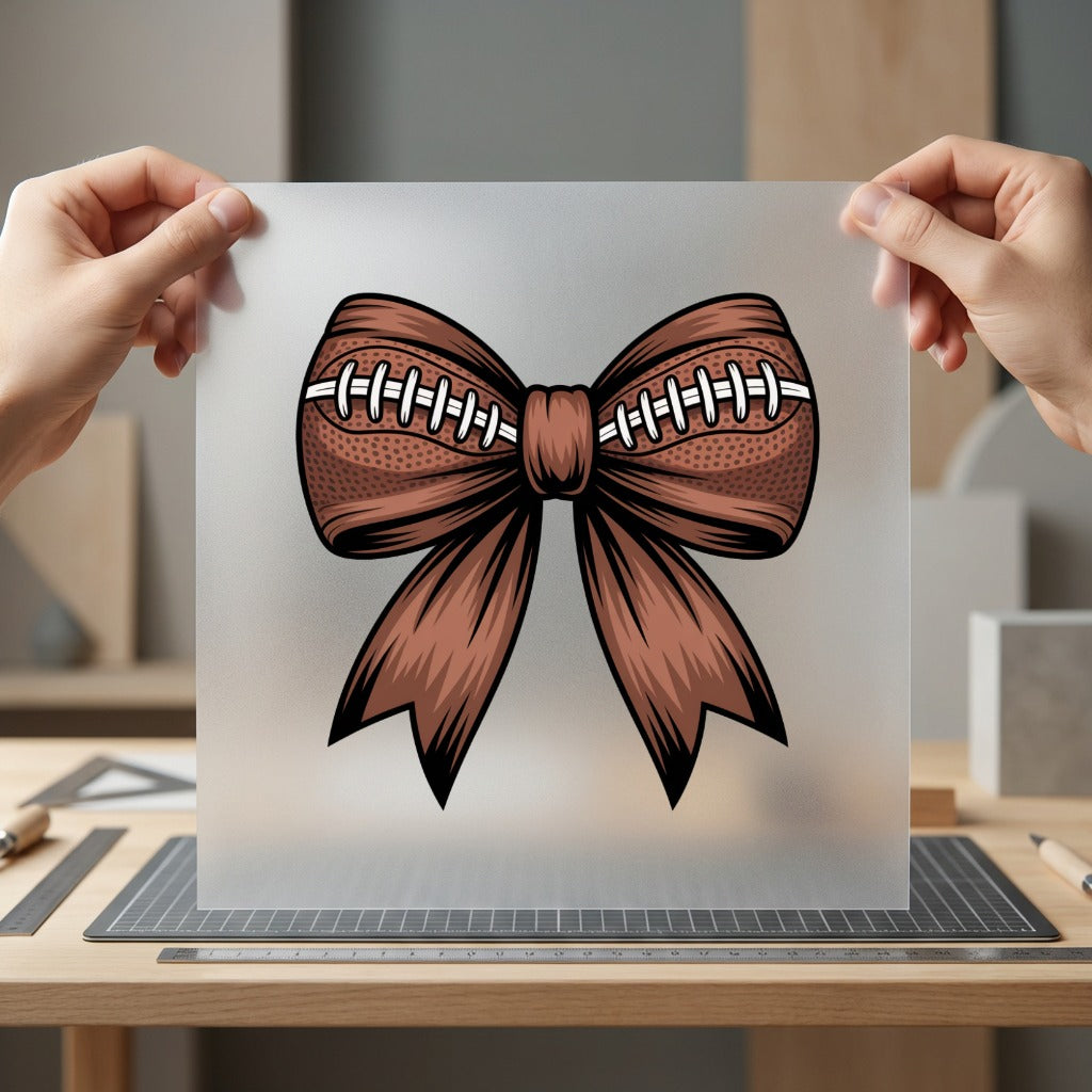 Football Bow Sporty Chic Vintage Retro Ready to Press DTF Transfer for Dtf