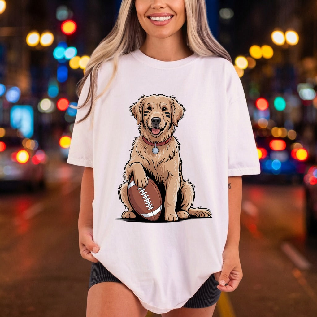 Football Golden Retriever Game Mom Dad Ready to Press DTF Transfer for Dtf