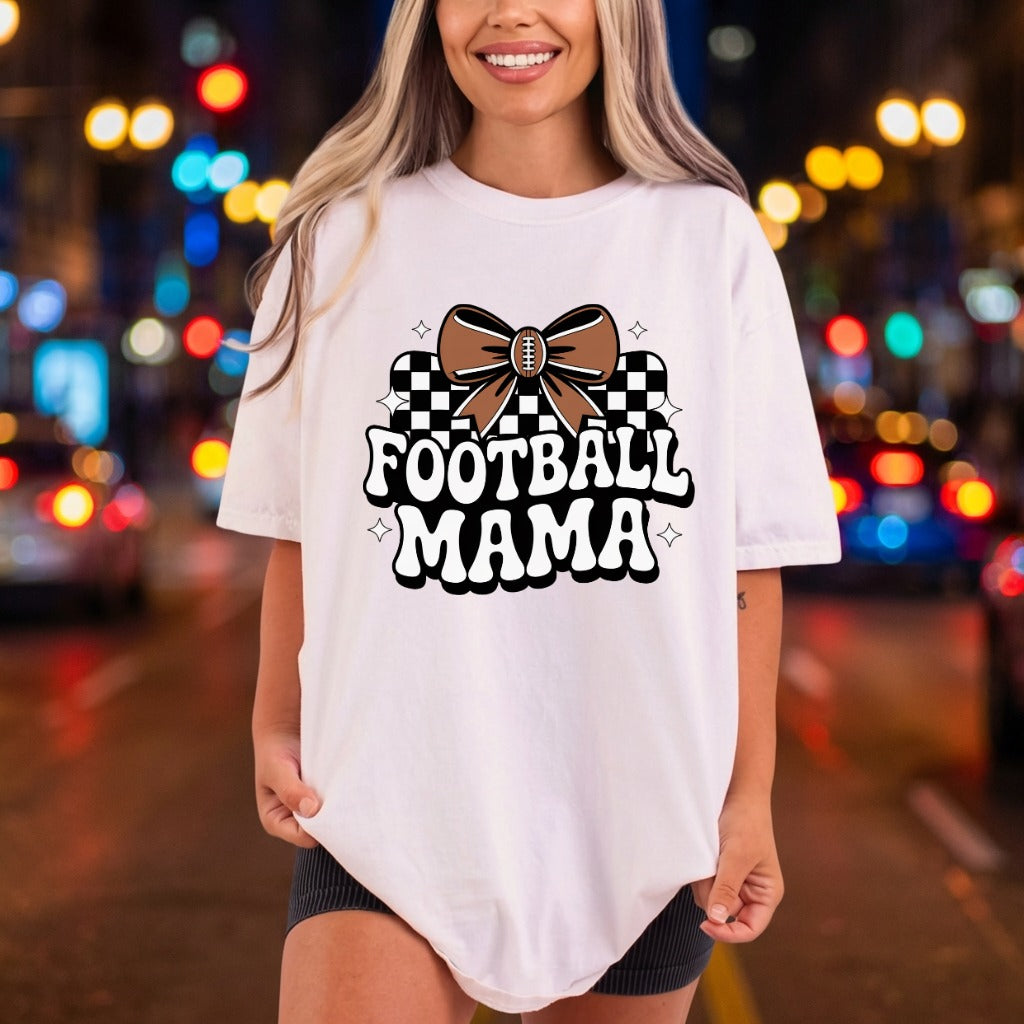 Football Mama Retro Bow Mom Retro Ready to Press DTF Transfer for Dtf