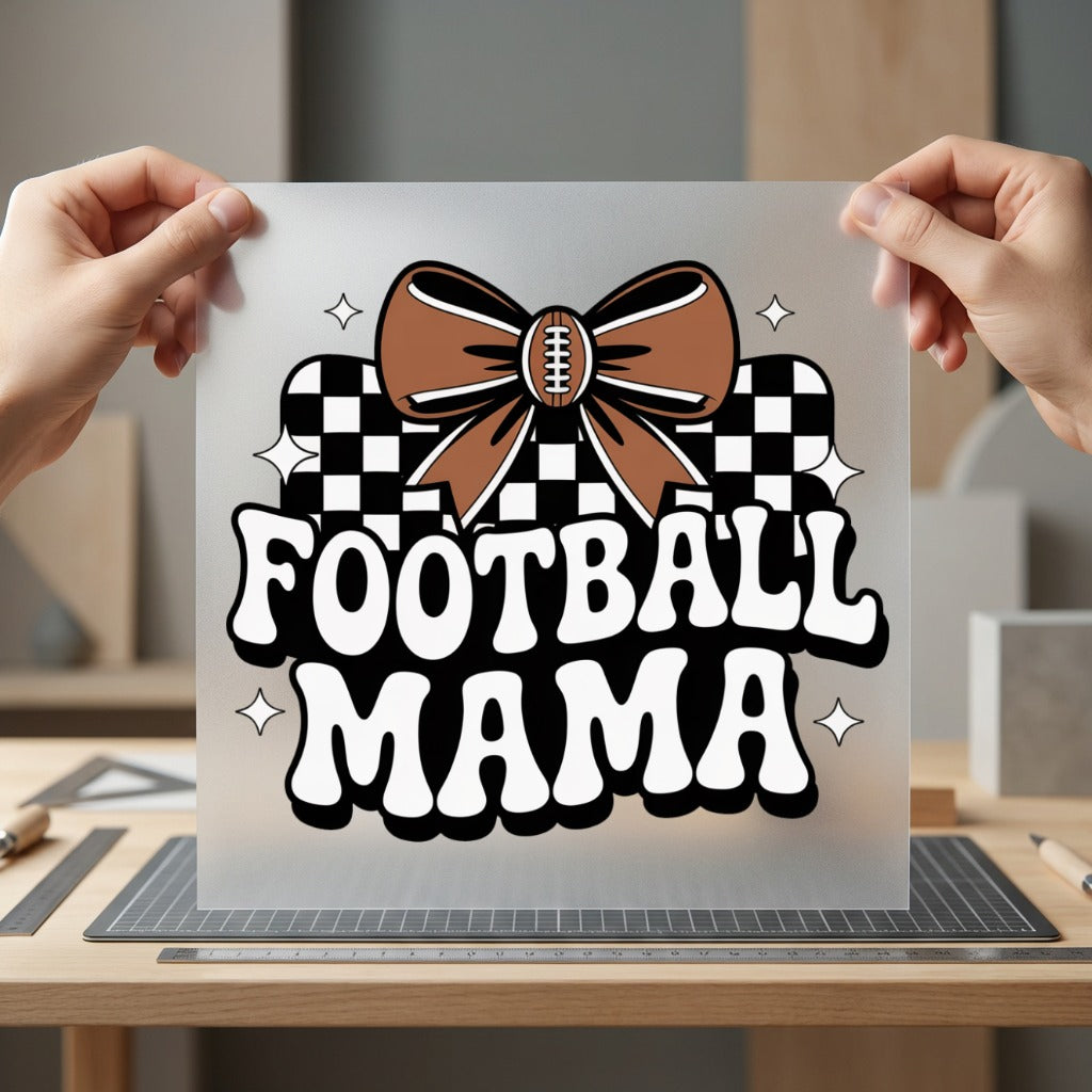 Football Mama Retro Bow Mom Retro Ready to Press DTF Transfer for Dtf