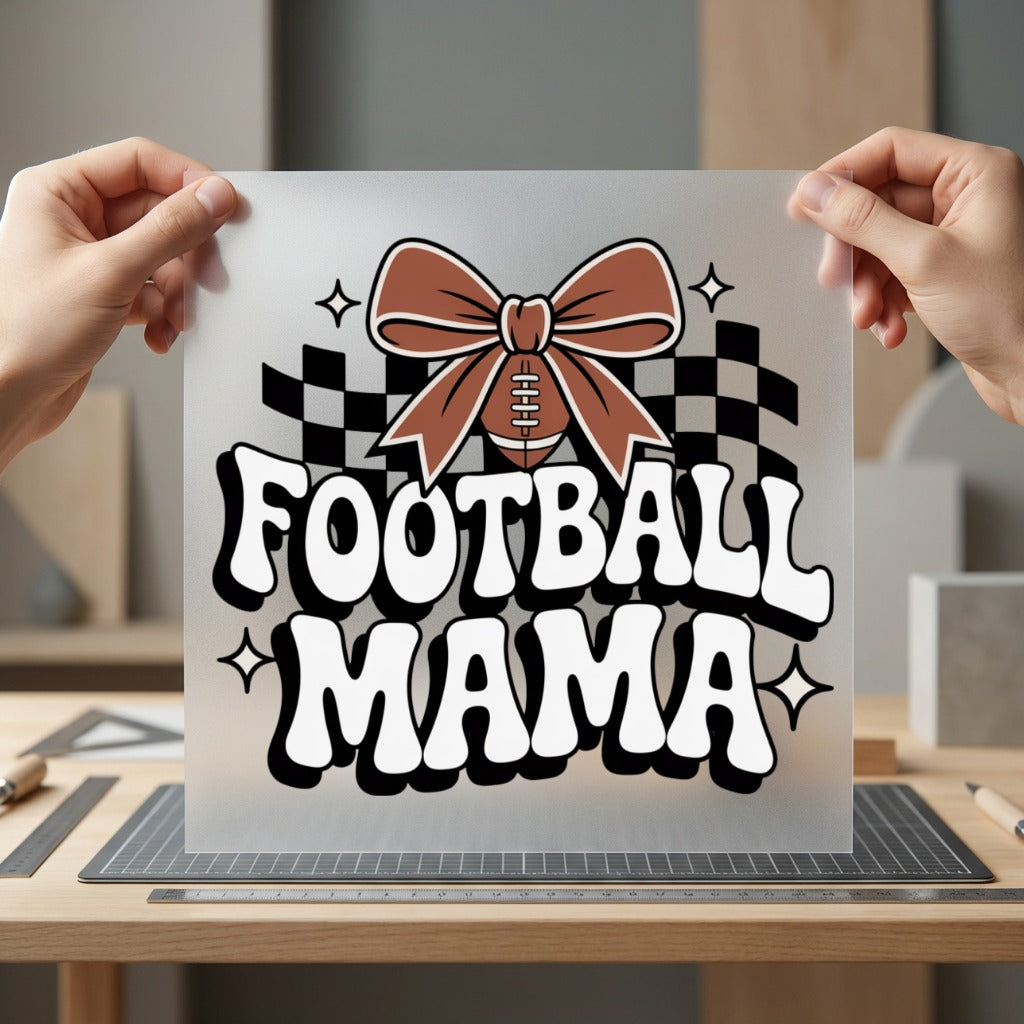 Football Mama Retro Checkered Mom Vintage Ready to Press DTF Transfer for Dtf
