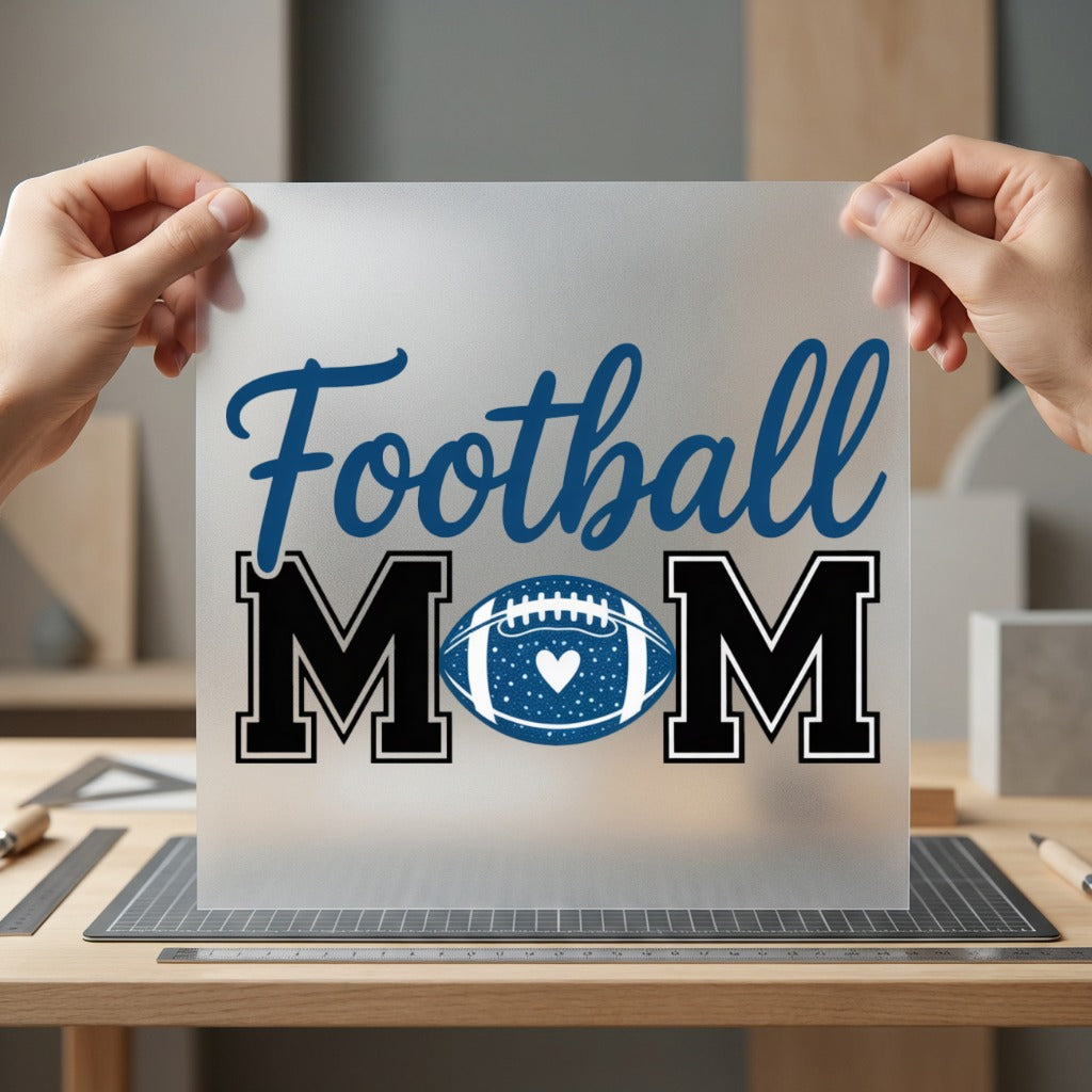 Football Mom Blue Script Mom Vintage Ready to Press DTF Transfer for Dtf