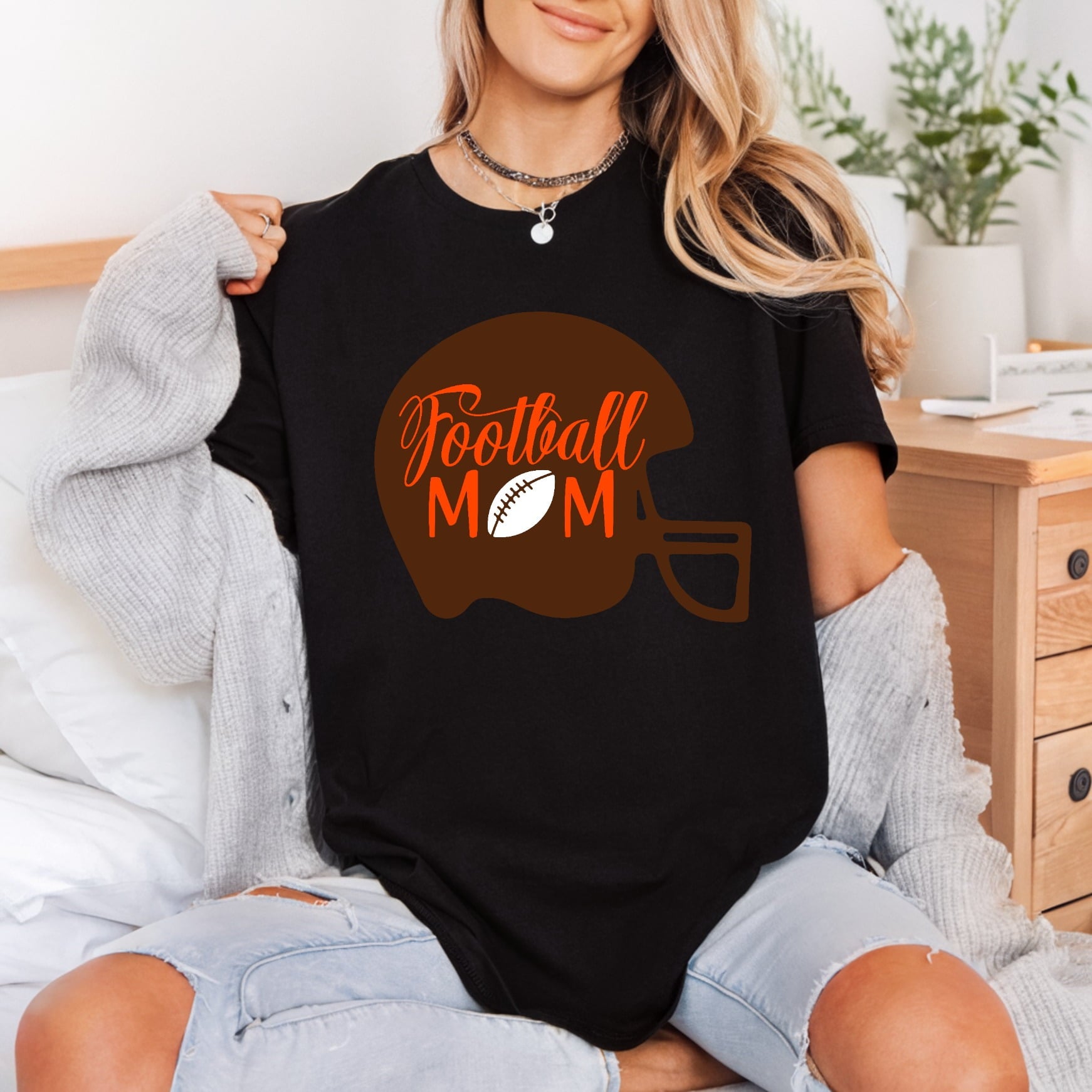 Football Mom Helmet Sports Mom Fitness Ready to Press DTF Transfer for Dtf