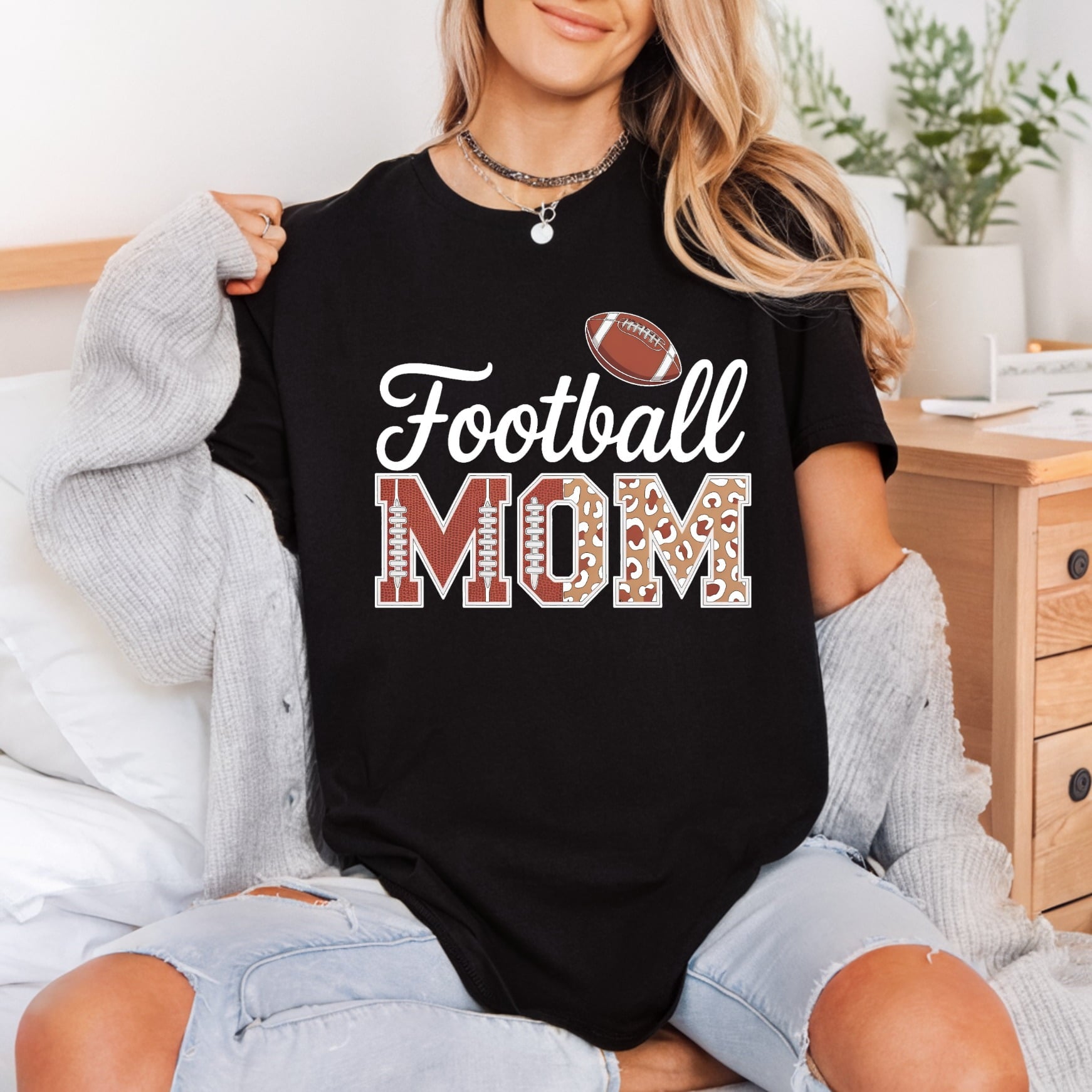 Football Mom Leopard Game Mom Vintage Ready to Press DTF Transfer for Dtf