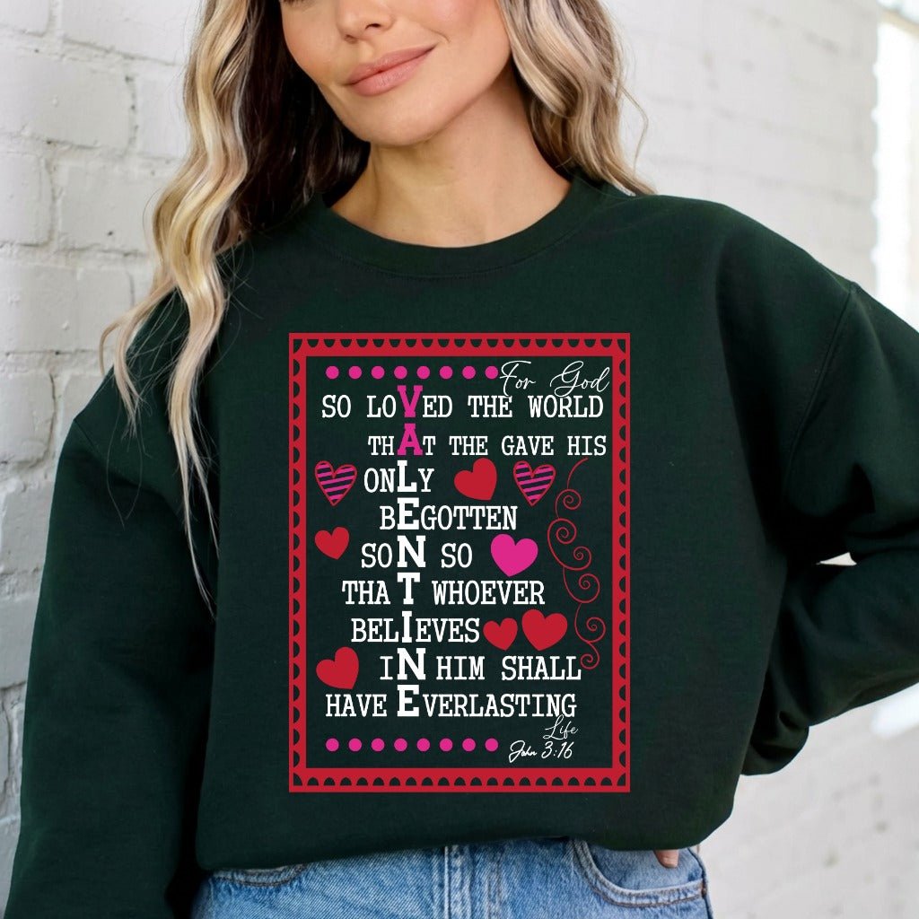 For God So Loved | John 3:16 Valentine Sweatshirt - Luckets.com