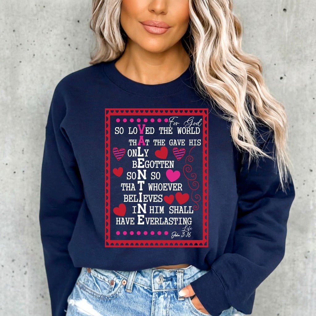 For God So Loved | John 3:16 Valentine Sweatshirt - Luckets.com