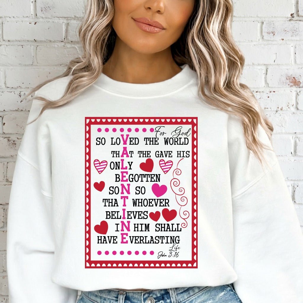 For God So Loved | John 3:16 Valentine Sweatshirt - Luckets.com