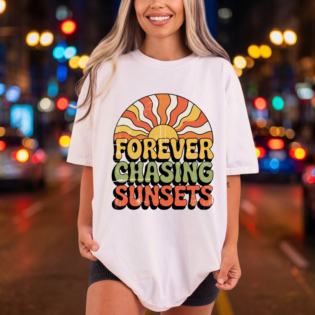 Forever Chasing Sunsets Retro Vintage Retro Ready to Press DTF Transfer for Dtf