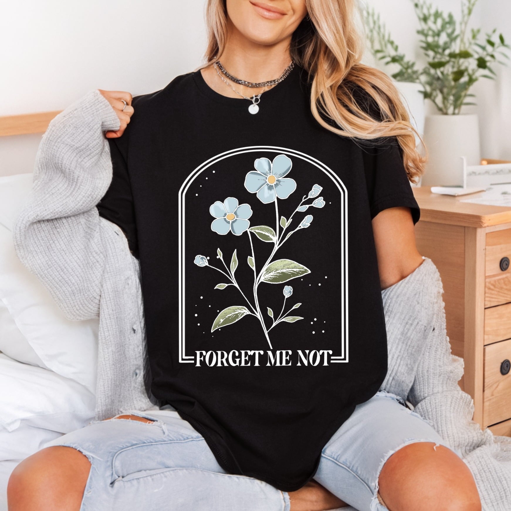 Forget Not Floral Botanical Vintage Retro Ready to Press DTF Transfer for Dtf