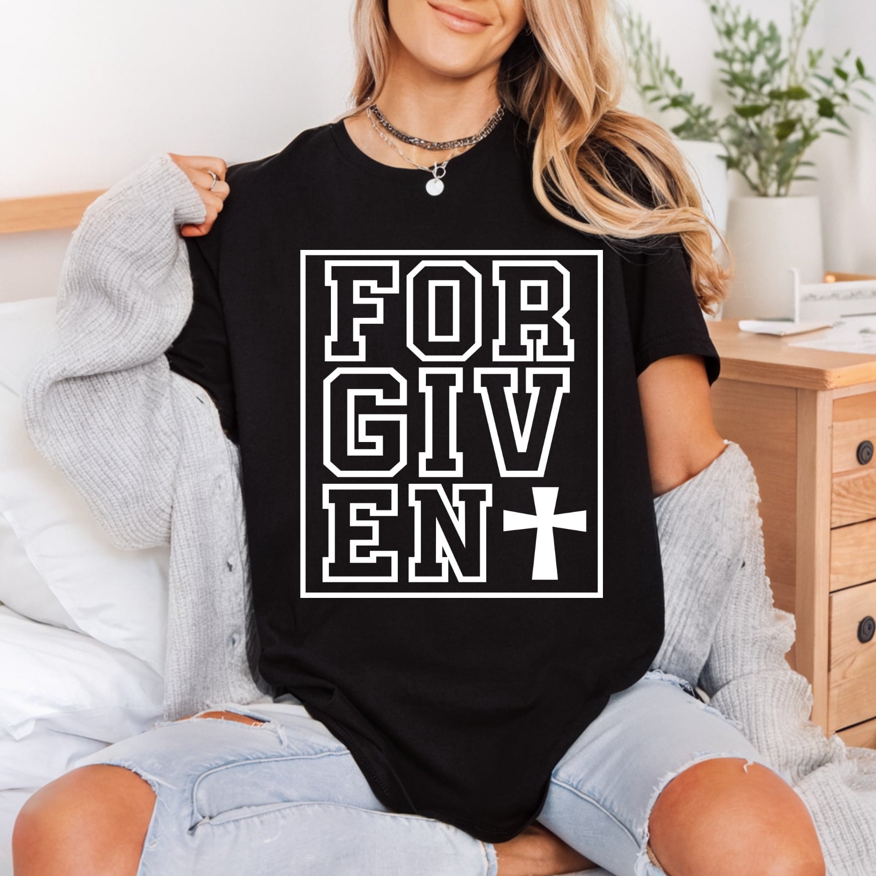 Forgiven Block Letters Bold Christian Faith Ready to Press DTF Transfer for Dtf