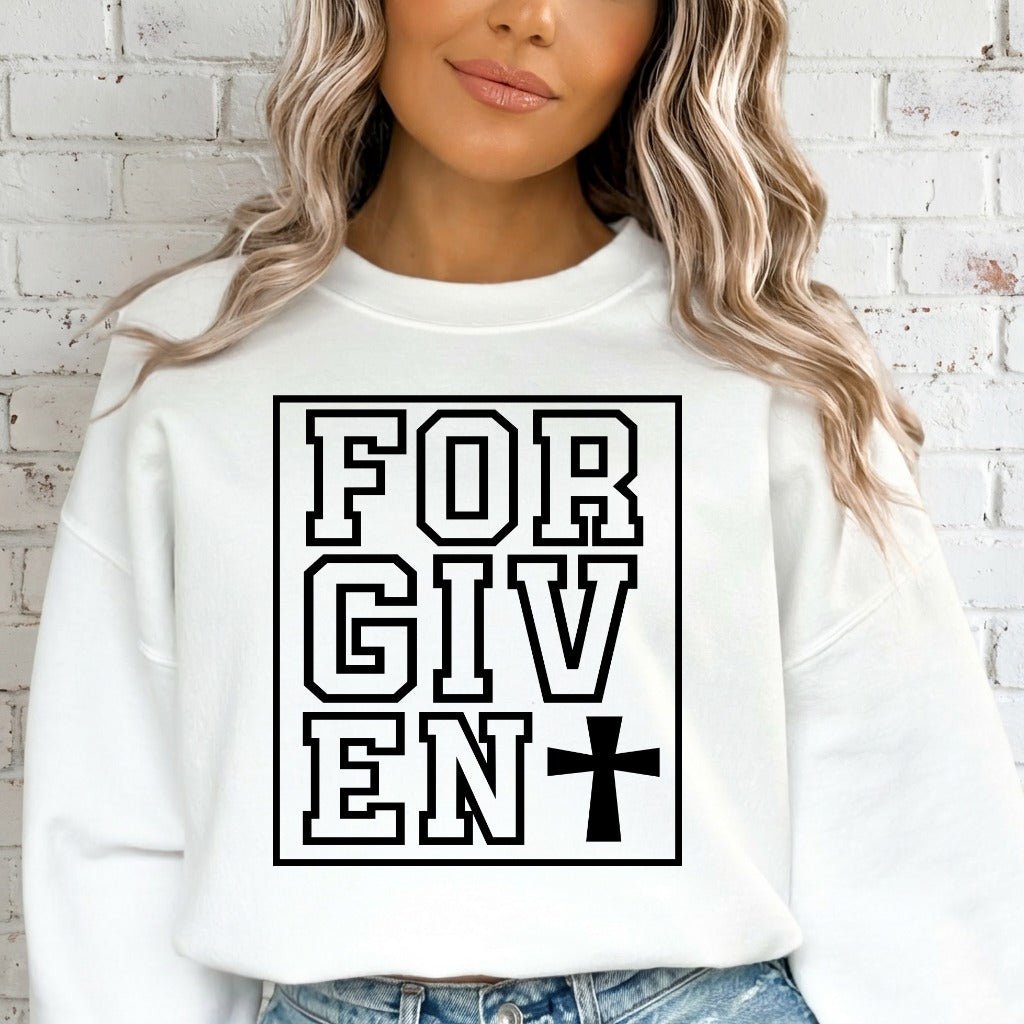 Forgiven with Cross | Grace & Redemption Sweatshirt - Luckets.com