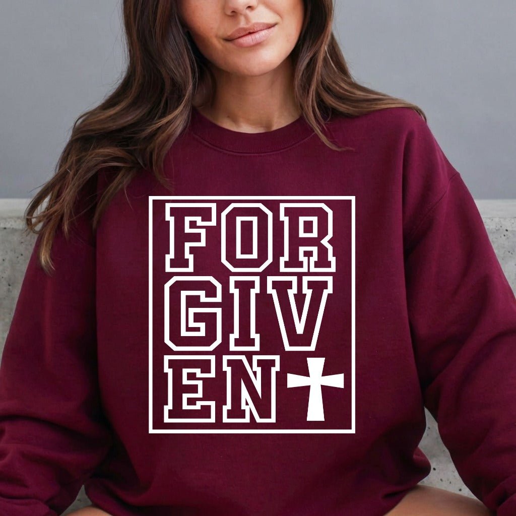 Forgiven with Cross | Grace & Redemption Sweatshirt - Luckets.com