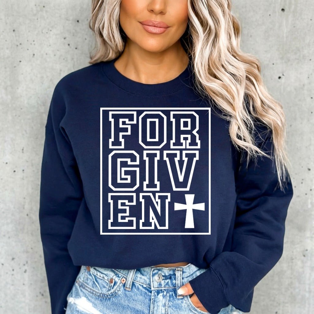 Forgiven with Cross | Grace & Redemption Sweatshirt - Luckets.com