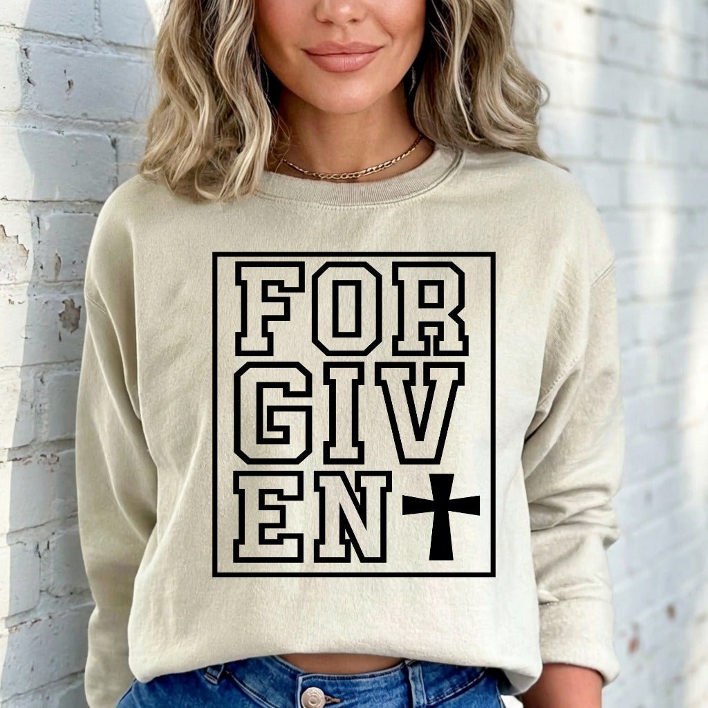 Forgiven with Cross | Grace & Redemption Sweatshirt - Luckets.com