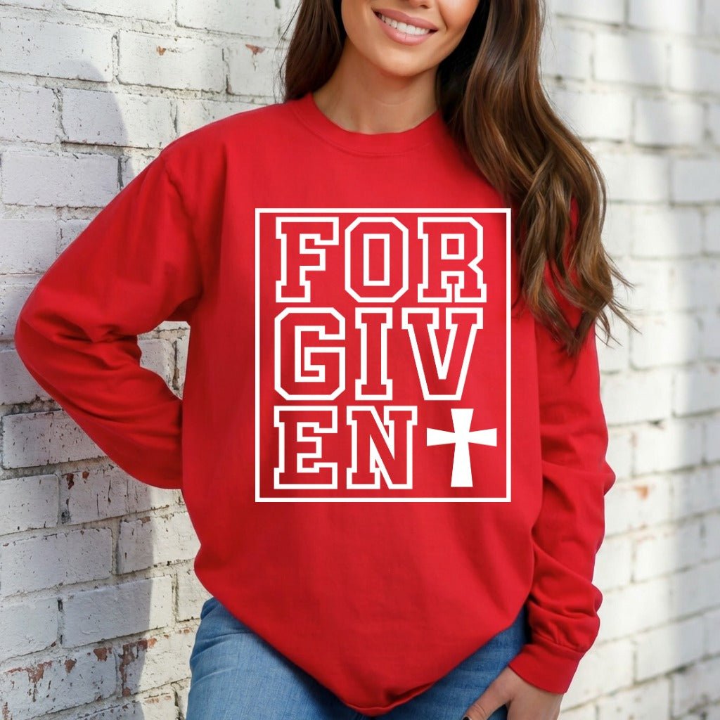 Forgiven with Cross | Grace & Redemption Sweatshirt - Luckets.com