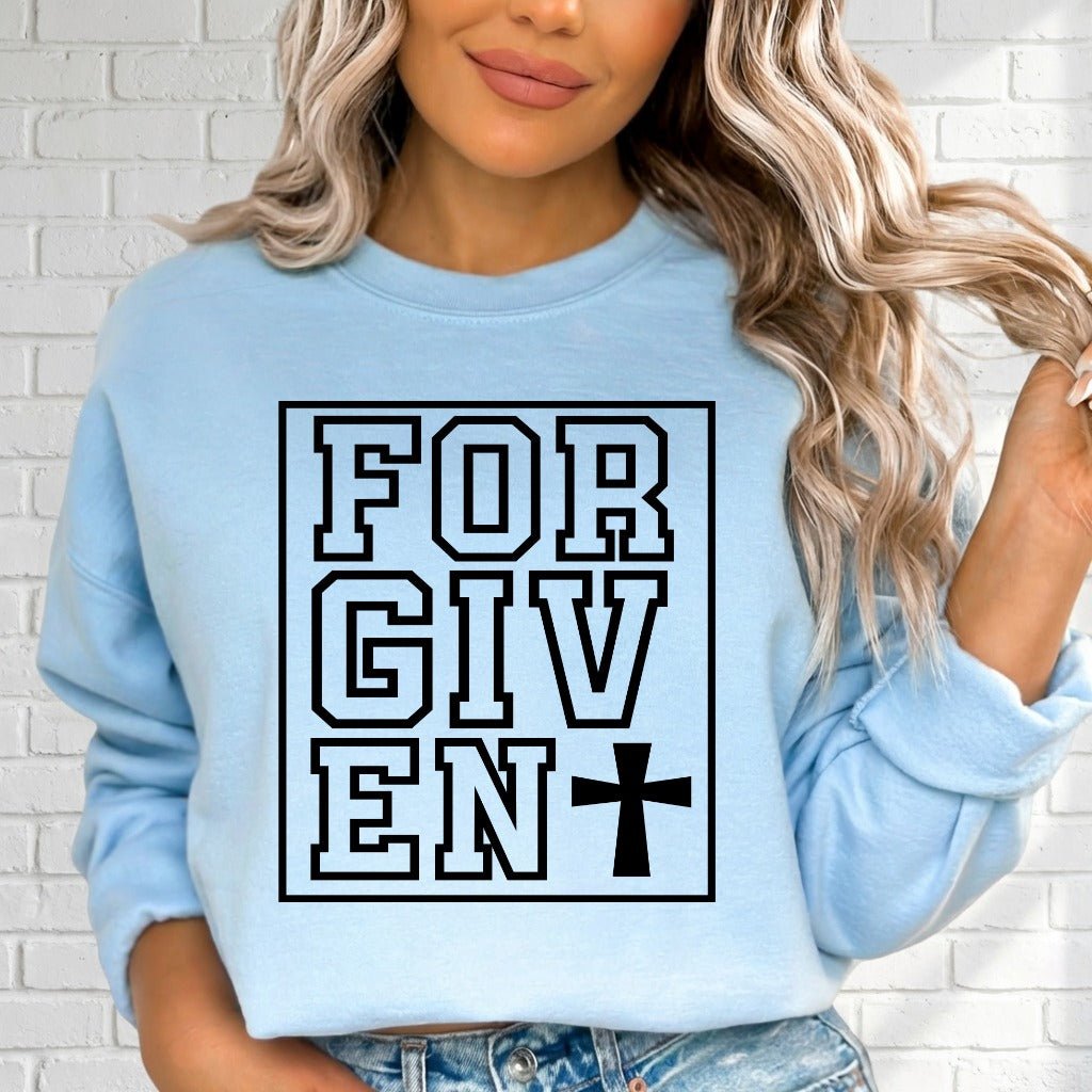 Forgiven with Cross | Grace & Redemption Sweatshirt - Luckets.com