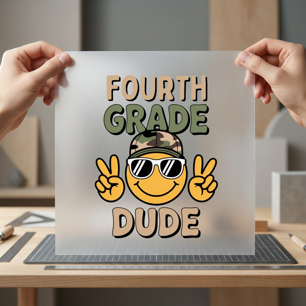 Fourth Grade Dude Smiley Funny Ready to Press DTF Transfer for Dtf