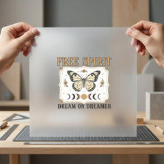 Free Spirit Butterfly Moon Vintage Retro Ready to Press DTF Transfer for Dtf