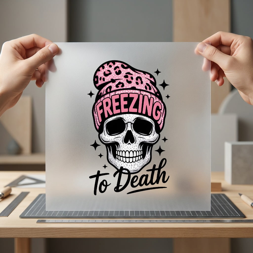 Freezing Death Skull Grunge Winter Mom Ready to Press DTF Transfer for Dtf