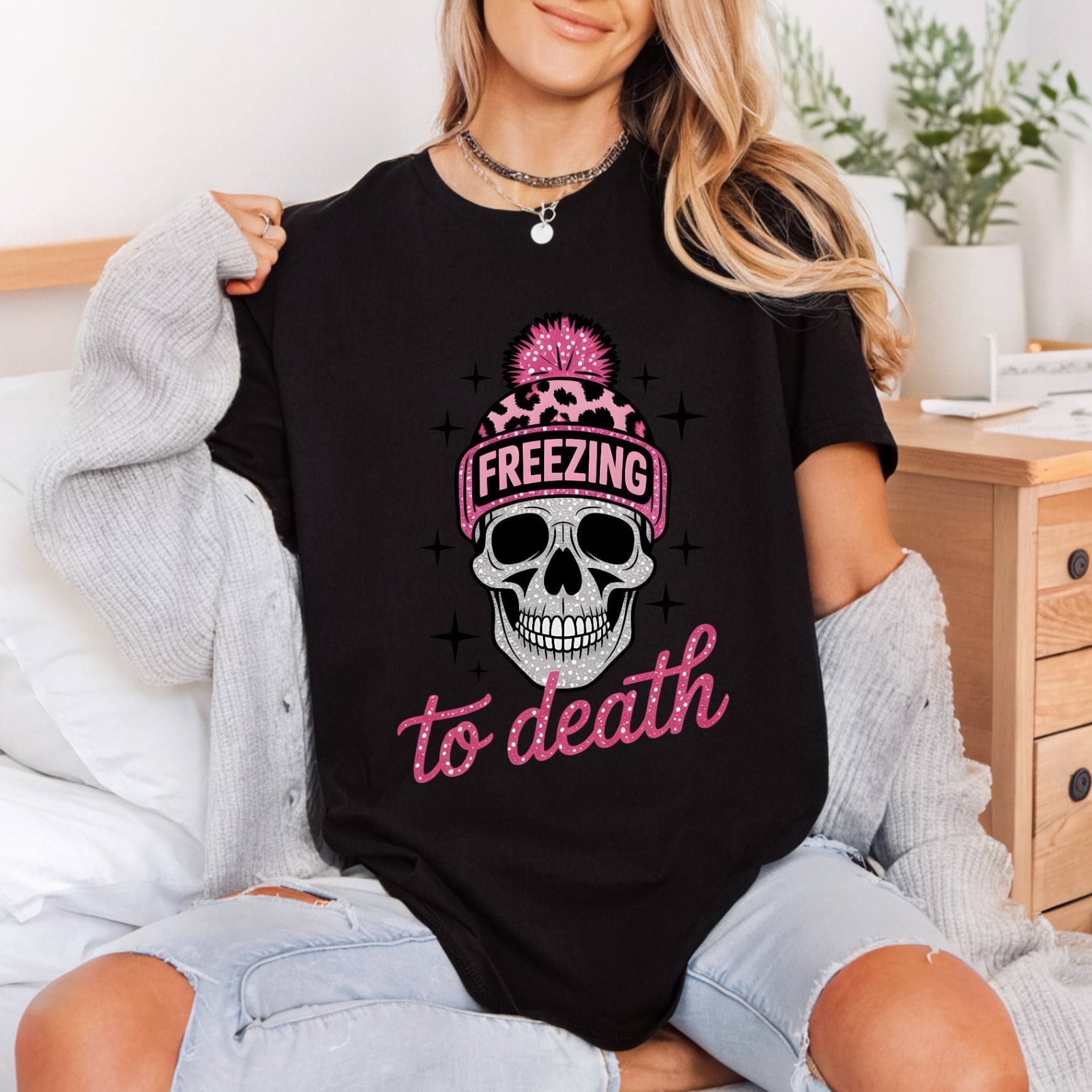 Freezing Death Skull Winter Winter Retro Ready to Press DTF Transfer for Dtf