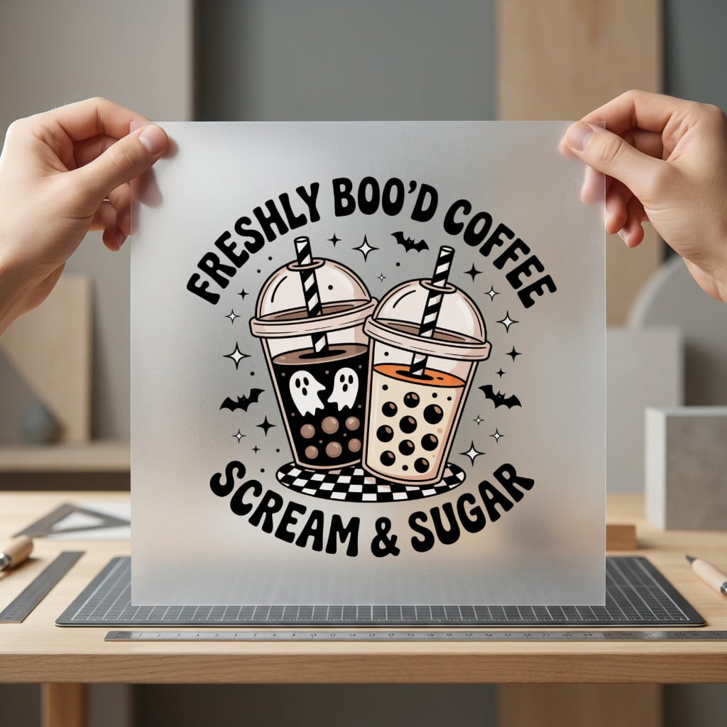Freshly Boo Coffee Spooky Halloween Fall Ready to Press DTF Transfer for Dtf