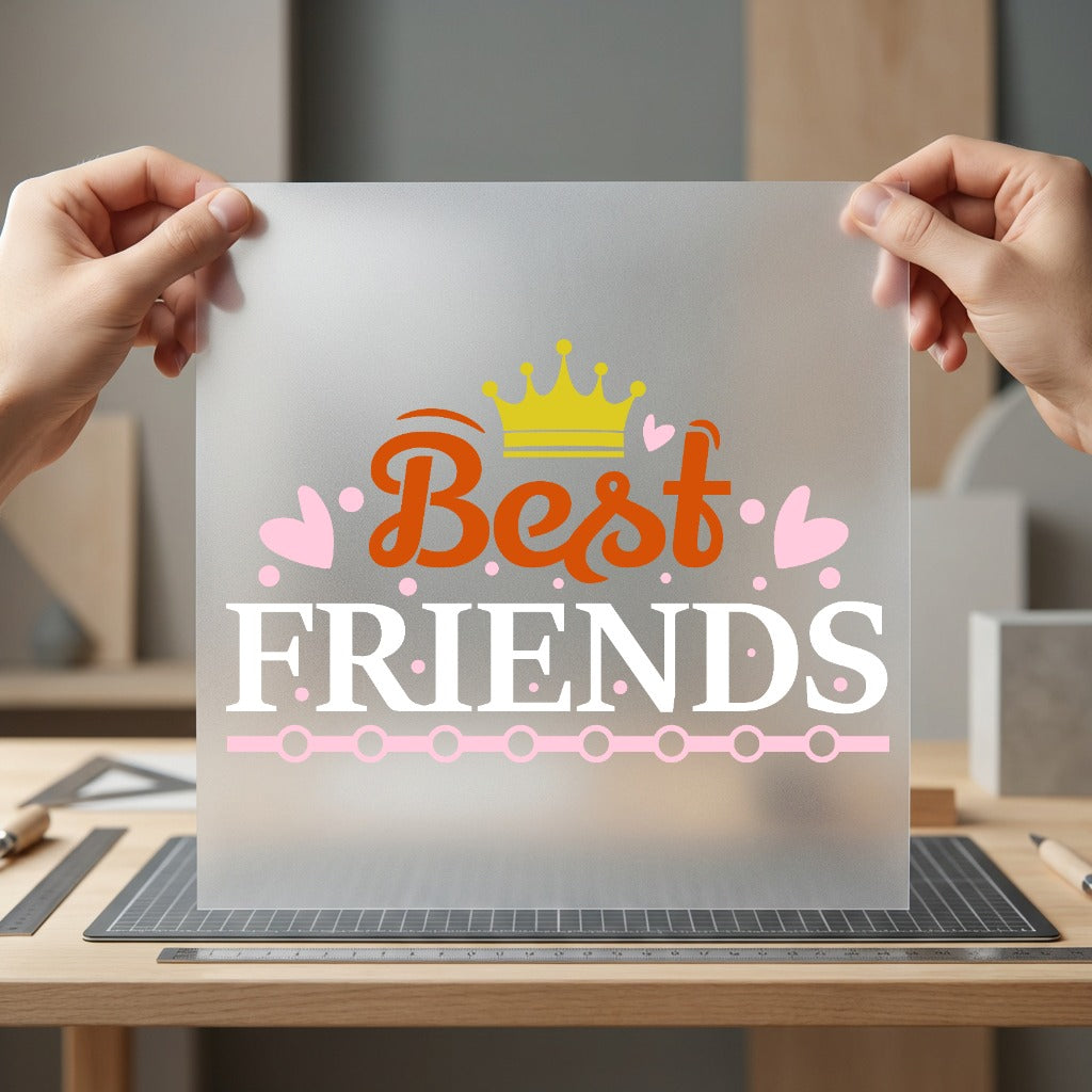 Friends Crown Pink Orange Family & Relationships Collection Couples Collection Ready to Press DTF Transfer for Dtf