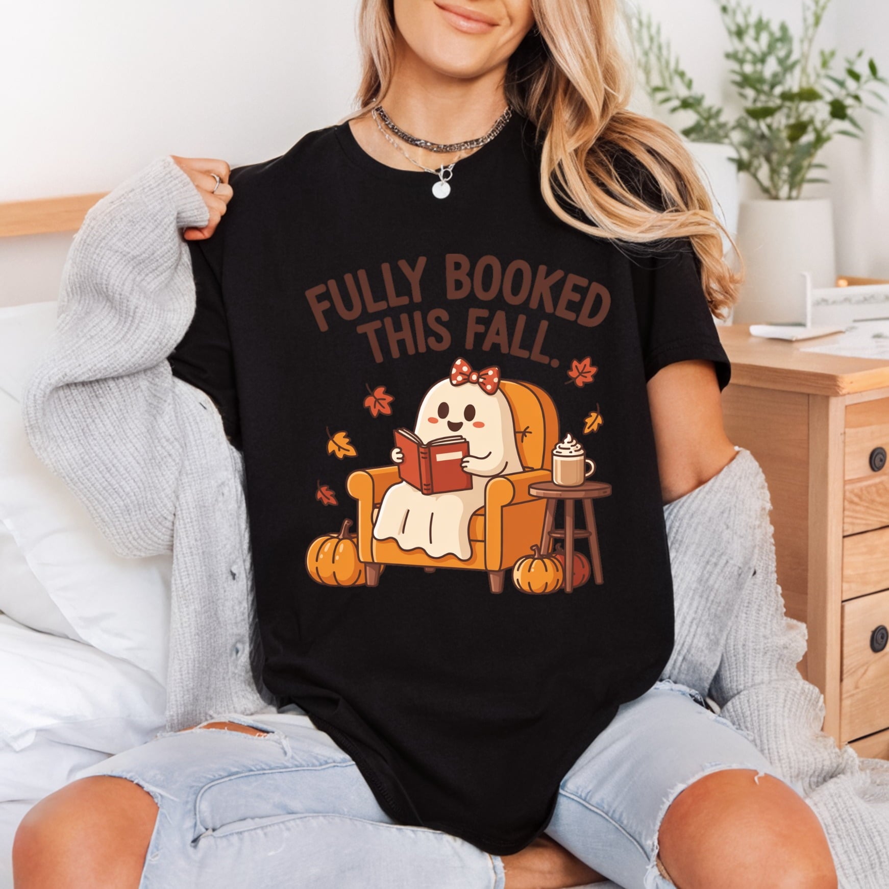 Fully Booked Fall Ghost Halloween Fall Ready to Press DTF Transfer for Dtf