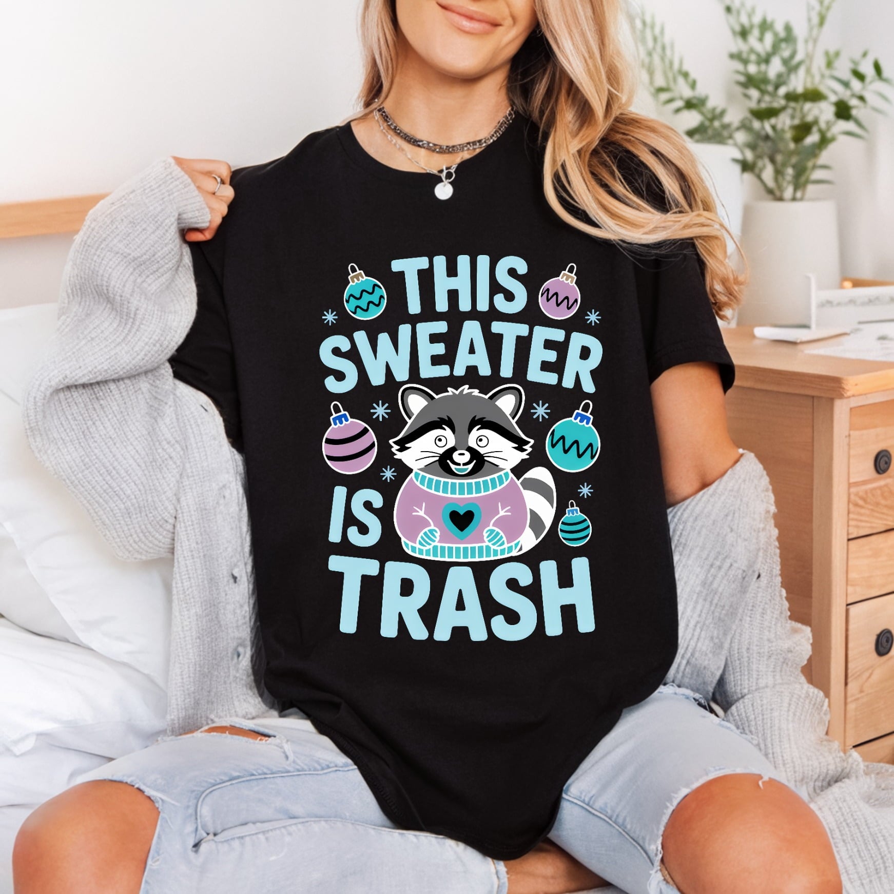 Funny Christmas Raccoon Holiday Christmas Funny Ready to Press DTF Transfer for Dtf