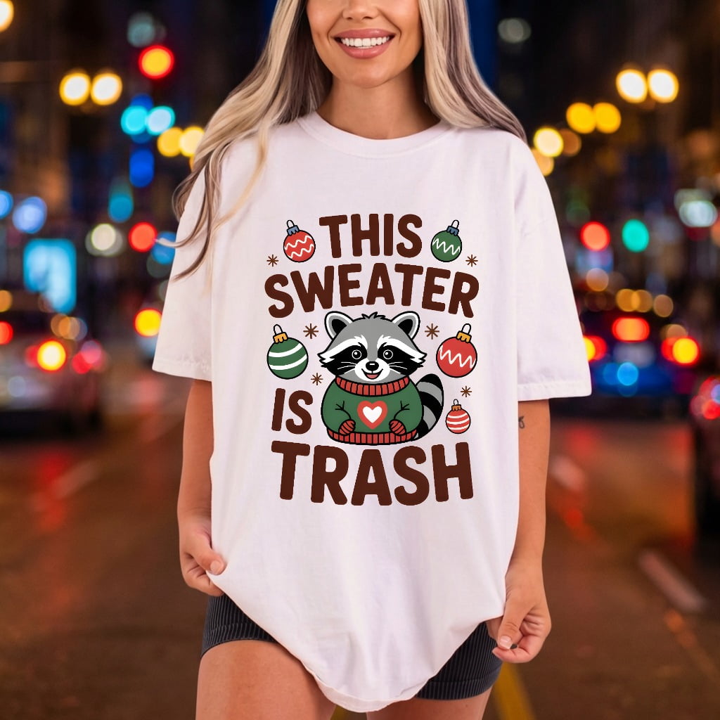 Funny Christmas Raccoon Holiday Christmas Funny Ready to Press DTF Transfer for Dtf