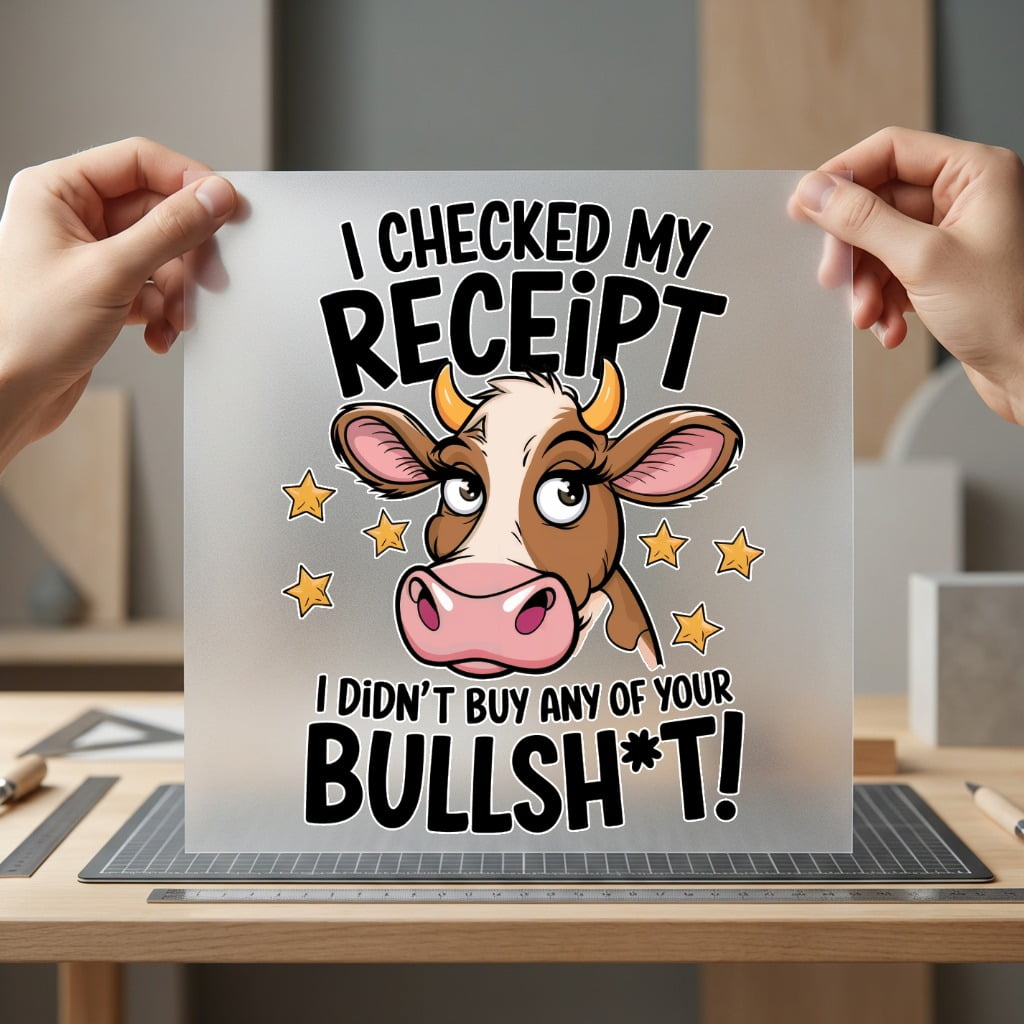Funny Cow Checked Receipt Funny Sarcastic Ready to Press DTF Transfer for Dtf