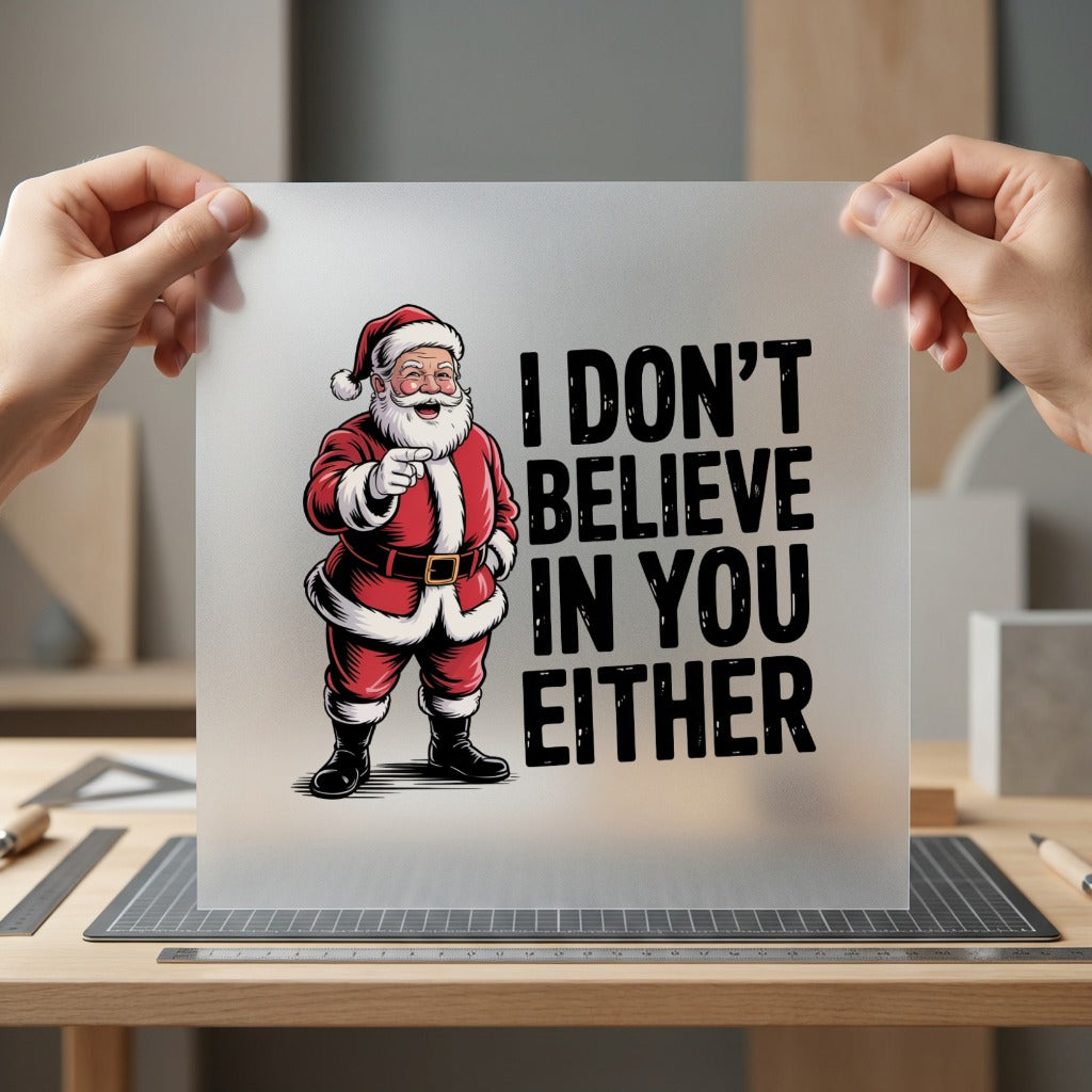 Funny Santa Don Believe Christmas Dad Ready to Press DTF Transfer for Dtf