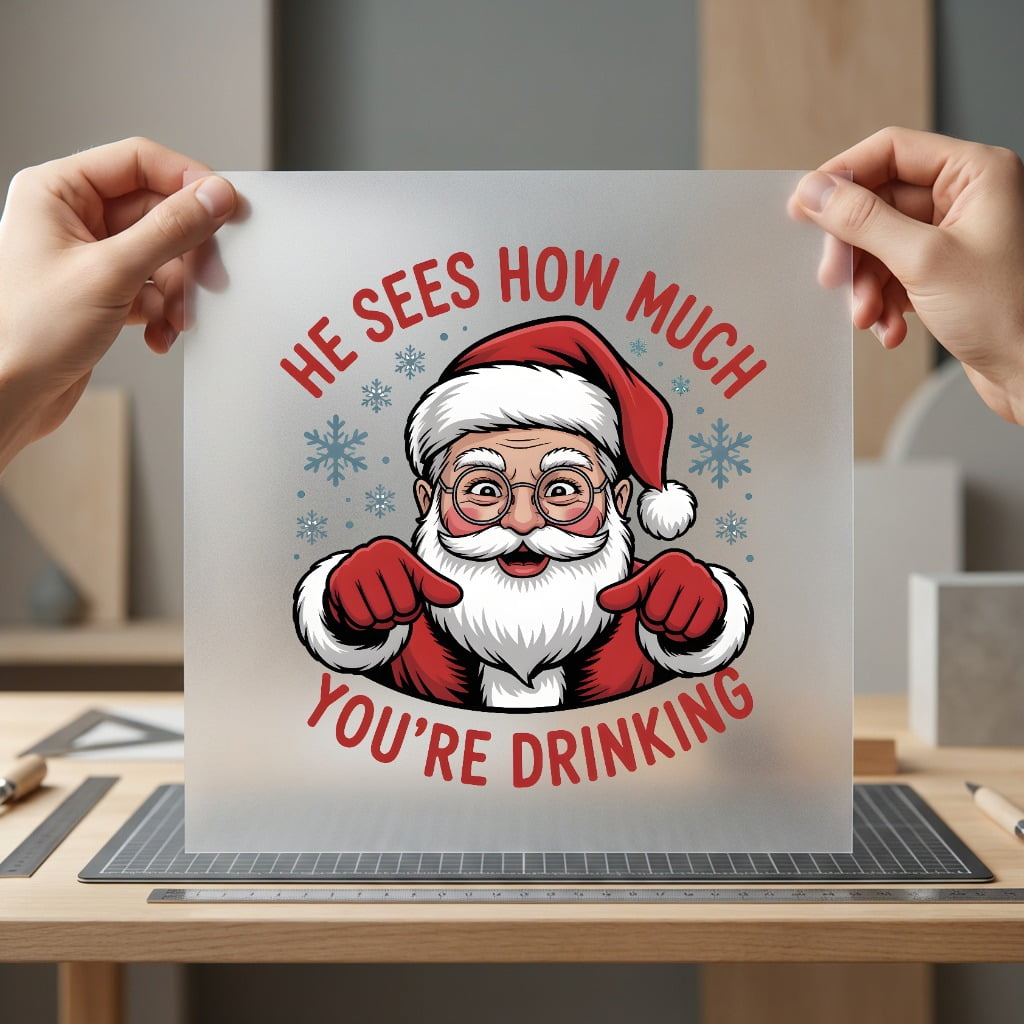 Funny Santa Sees How Christmas Funny Ready to Press DTF Transfer for Dtf