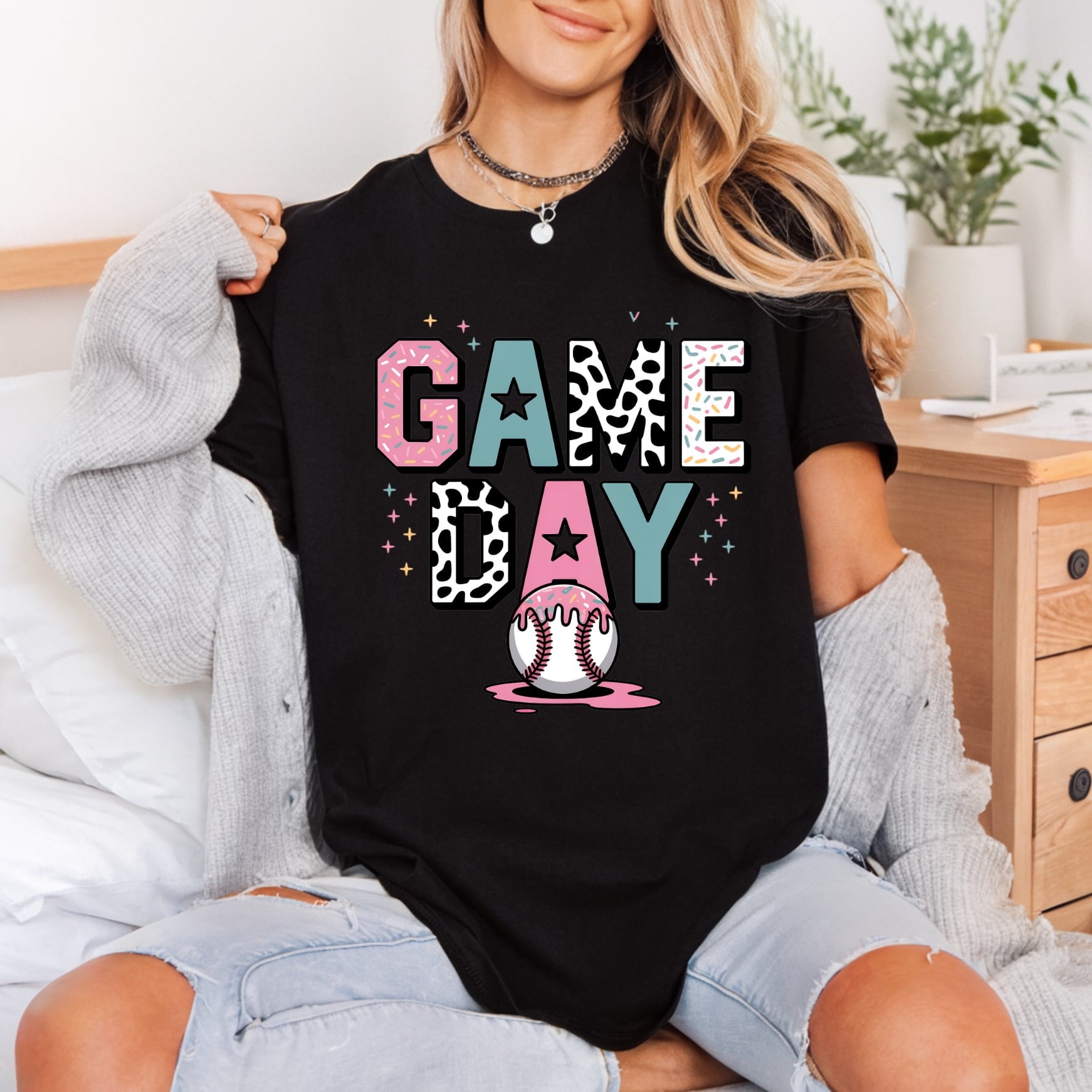 Game Day Baseball Retro Mom Fitness Ready to Press DTF Transfer for Dtf